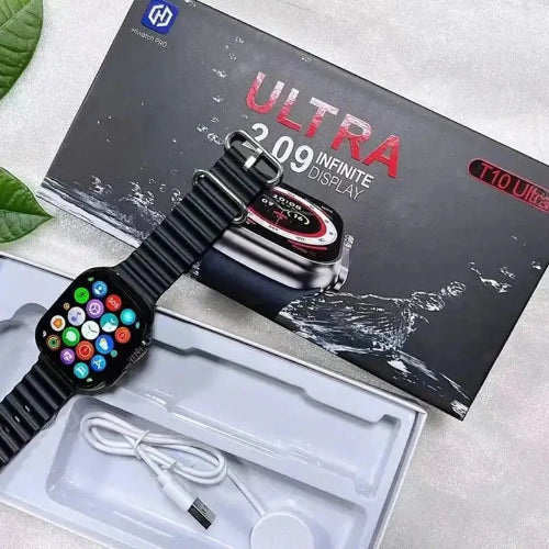 Ultra 2.09 Infinite Display Smartwatch Features AMOLED screen and Bluetooth connectivity.