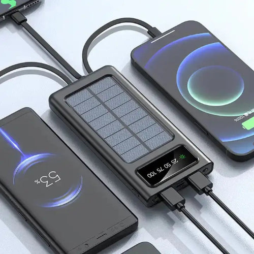 Compact solar power bank 20000mAh with built-in solar panel