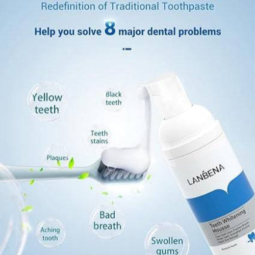 Teeth whitening mousse bottle with foaming pump dispenser