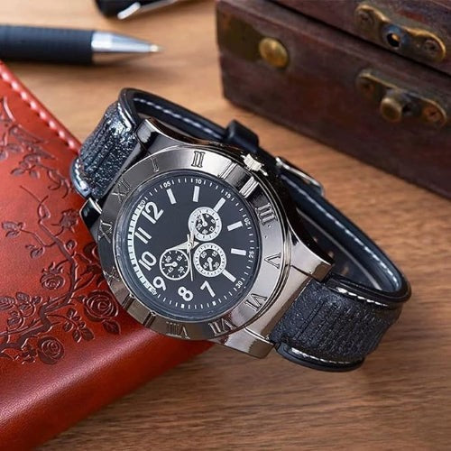 Tactical wristwatch with built-in rechargeable USB lighter