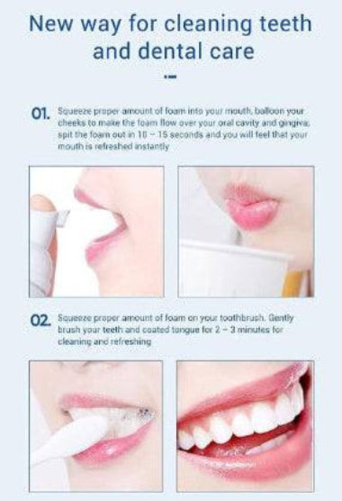Applying teeth whitening mousse directly on toothbrush