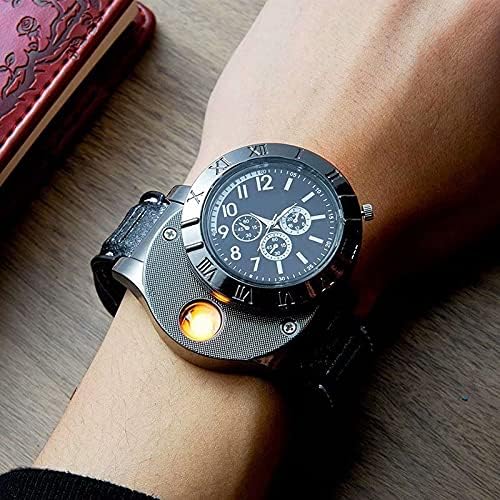 Men's survival watch with built-in flameless USB lighter