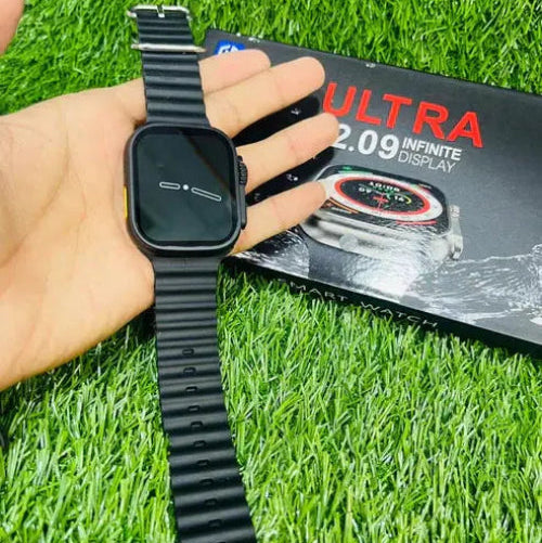 Smartwatch showing health tracking features on large 2.09-inch screen