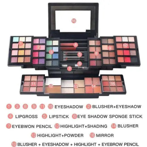 All-in-one cosmetic set for face, eyes, and lips