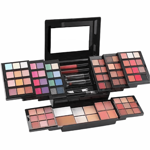 Travel-friendly complete makeup kit in compact case