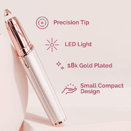 Close-up of Flawless Brows Hair Remover with precision tip