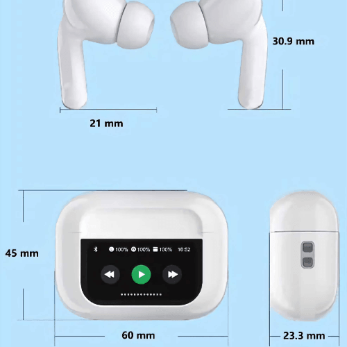 LED display earbuds with Bluetooth 5.1 and touch controls