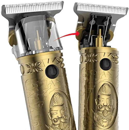 Electric hair trimmer for beard and facial hair grooming