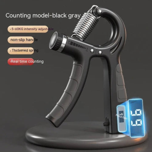 Adjustable resistance spring grip tool for building hand strength.