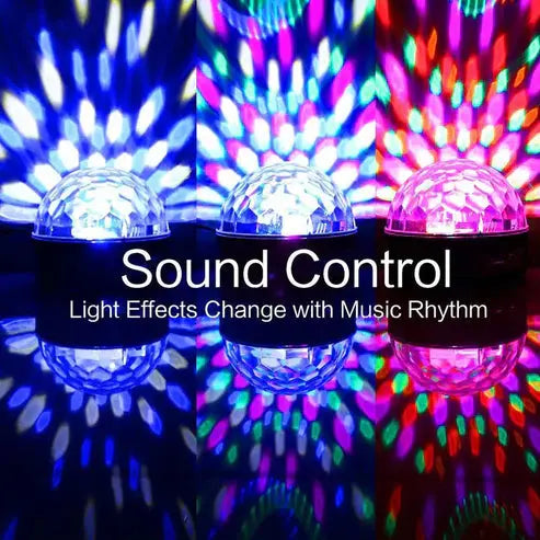 Sound-activated disco ball light with multicolor LED effects