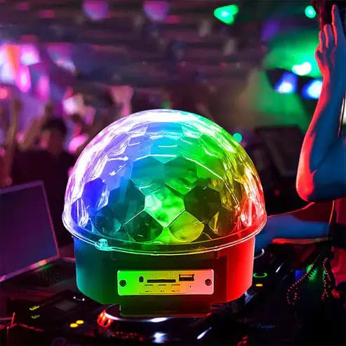 Plug-and-play LED disco ball with strobe and color-changing lights