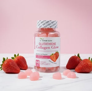 Nature Glow Glutathione Collagen Glow Gummies with strawberries