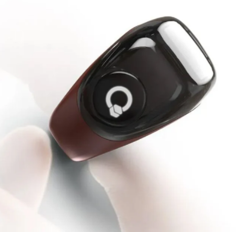 Maroon smart digital Zikr ring with LED display showing prayer count, designed for Islamic worship and dhikr practices
