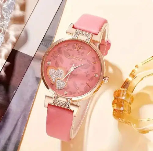 Fashionable ladies watch with analog quartz movement