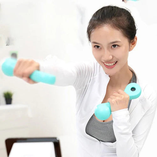 Tech-integrated dumbbell with LED screen, showing real-time exercise data and feedback.