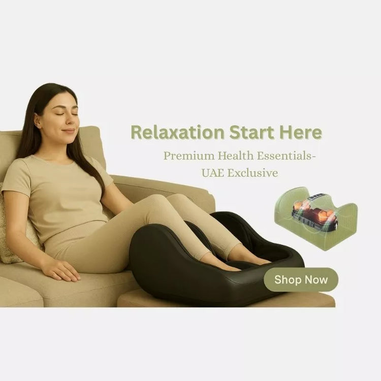 Woman relaxing with a foot care electric massager from the beauty tools range