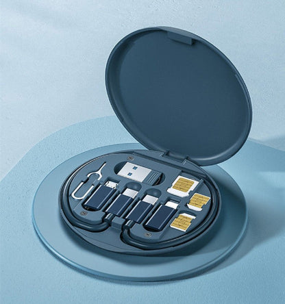 All-in-one USB charging cable kit with fast charge support