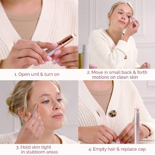 Woman using Flawless Brows Hair Remover on eyebrow area