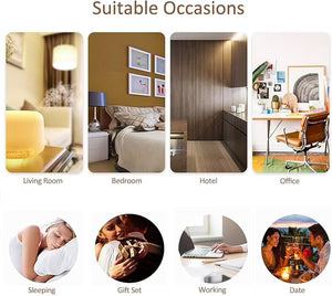 Product display with suitable occasions including living room, bedroom, hotel, office, sleeping, gift set, working, and date.