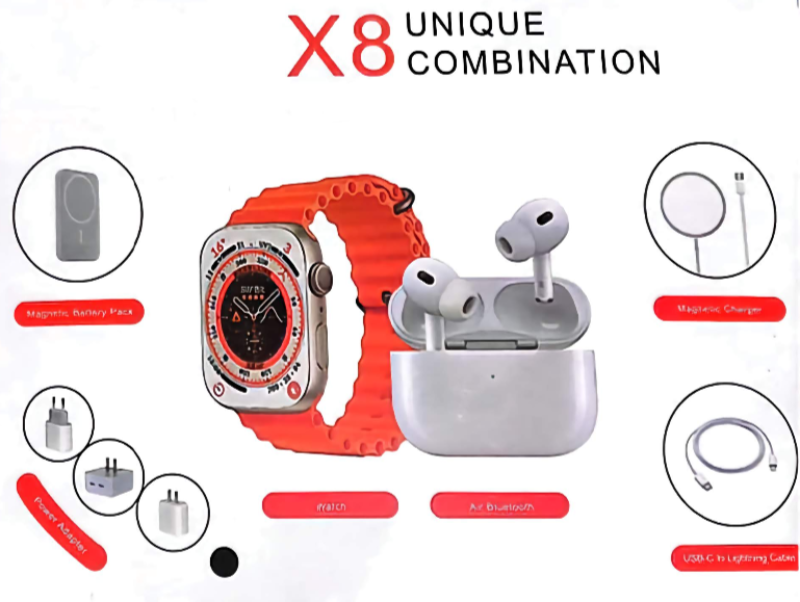 X8 Smartwatch with Power Bank and Wireless Earphone