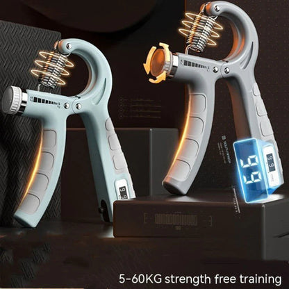 Heavy-duty spring grip hand exerciser with black foam handles for forearm and grip strength training.