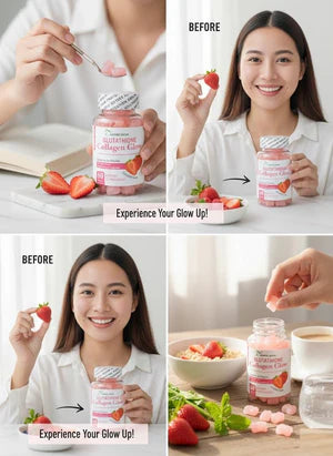 Nature Glow Collagen Gummies with strawberries