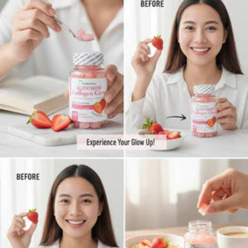 Nature Glow Collagen Gummies with strawberries