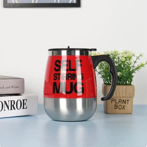 
Automatic self-mixing mug for coffee, tea, or protein drinks