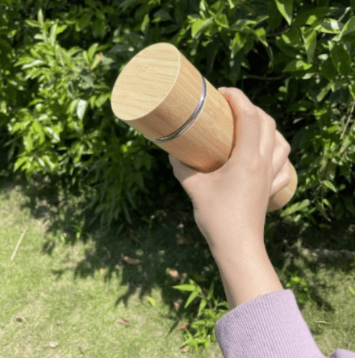 Bamboo Tea in glass cup with dried bamboo leaves